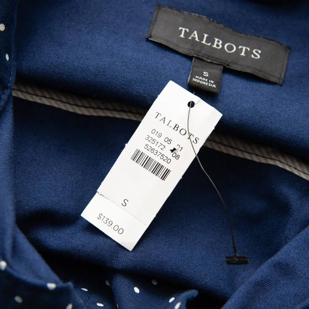 Talbots Casual Drawcord Jacket Polka Dot SnapFront Blue White Size Small New